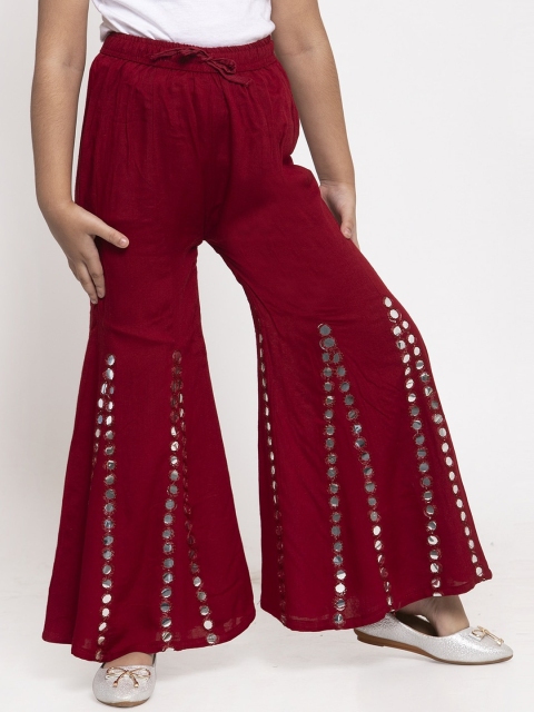 

Baani Creations Girls Maroon Embellished Flared Palazzos
