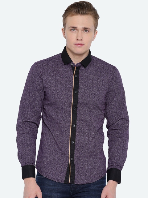 

WITH Men Purple Micro Printed Casual Shirt