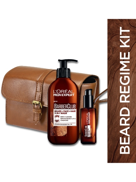 

L'Oreal Paris Men Expert Barber Club Set of 3-In-1 Wash & Long Beard Skin Oil, Brown