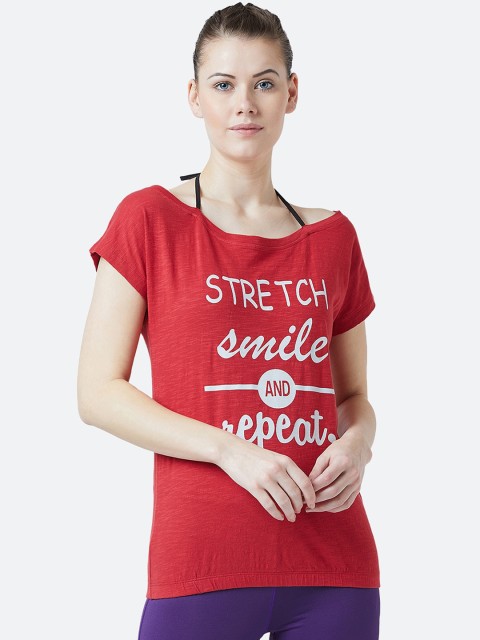 

PERF Women Red Printed Round Neck T-shirt