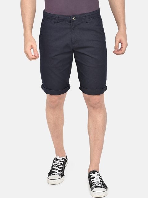 

beevee Men Navy Blue Solid Regular Fit Regular Shorts