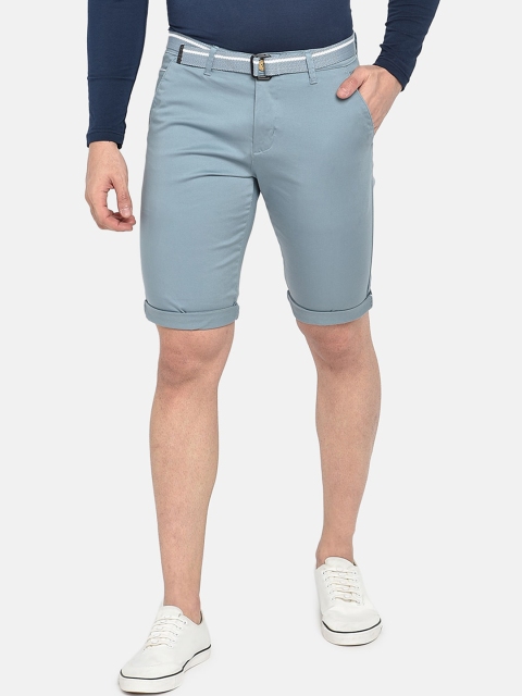 

beevee Men Blue Solid Slim Fit Regular Shorts