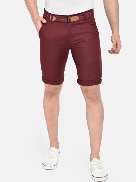 

beevee Men Maroon Solid Regular Shorts