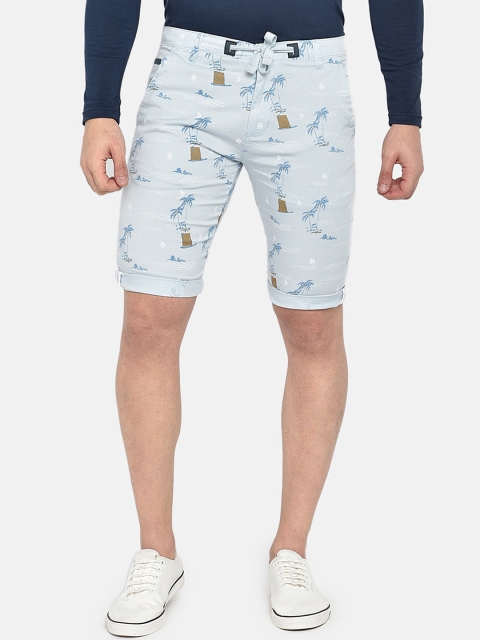 

beevee Men Blue Printed Slim Fit Regular Shorts