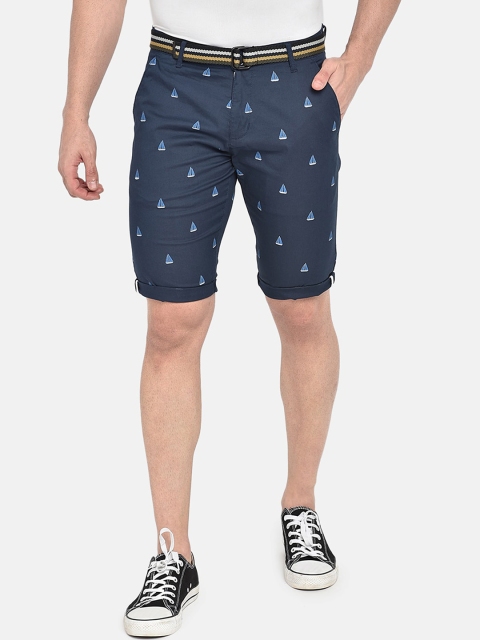 

beevee Men Navy Blue Printed Regular Shorts