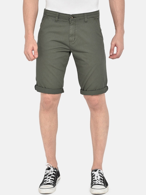 

beevee Men Olive Green Solid Regular Fit Regular Shorts