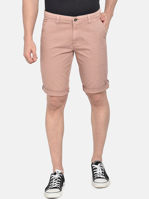 

beevee Men Peach-Coloured Solid Regular Fit Regular Shorts