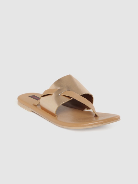 

Woomenia Women Rose Gold Toned Solid Open Toe Flats