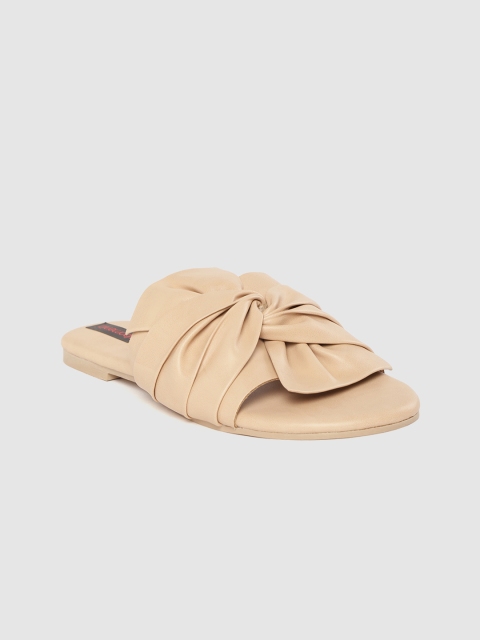 

Woomenia Women Beige Solid Open Toe Flats