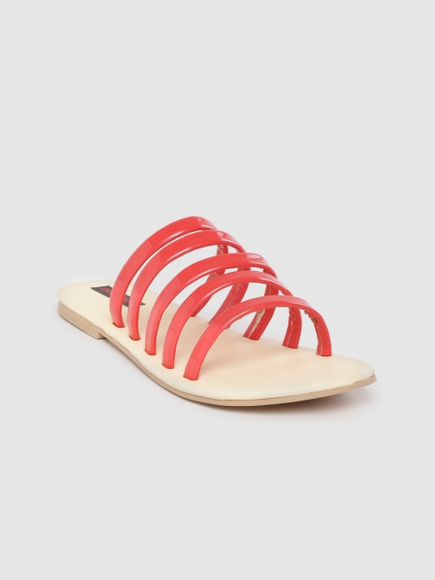 

Woomenia Women Red Solid Open Toe Flats