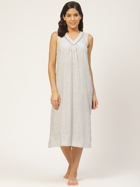 

pinwheel Grey & White Striped Midi Nightdress