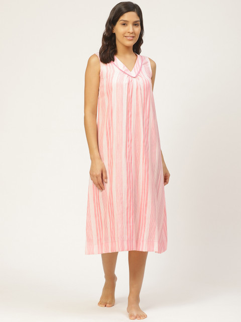 

pinwheel Pink & White Striped Midi Nightdress