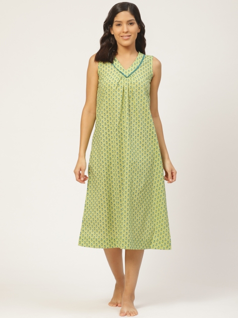 

pinwheel Green & Blue Printed Midi Nightdress