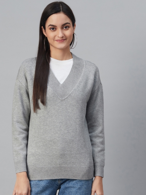 

Marks & Spencer Women Grey Melange Solid Pullover Sweater