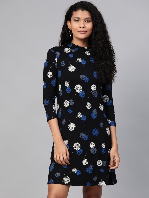 

Marks & Spencer Women Black & White Floral Print A-Line Dress