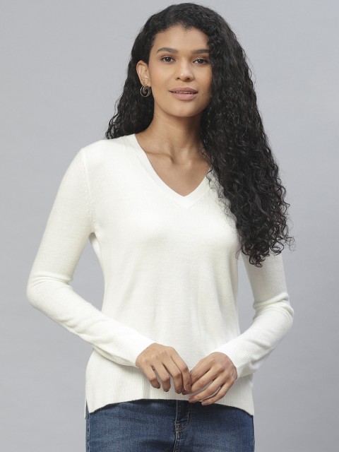 

Marks & Spencer Women Off-White Solid Pullover Sweater