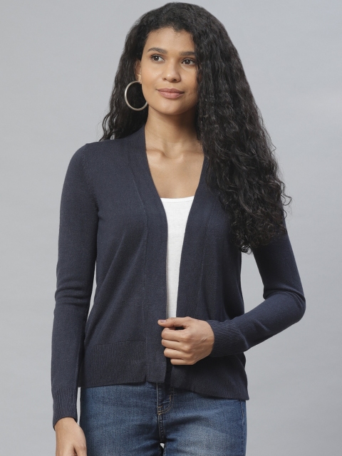 

Marks & Spencer Women Navy Blue Solid Front-Open Sweater