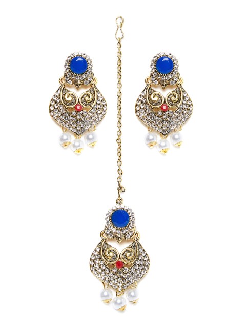 

ZeroKaata White & Blue Stone Studded Jewellery Set