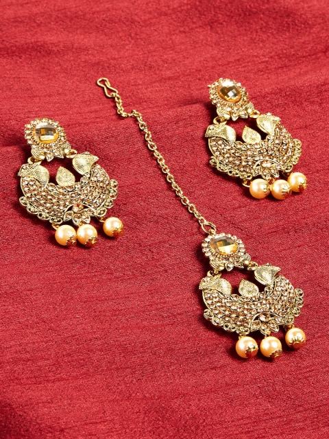 

ZeroKaata Gold Stone Studded Jewellery Set