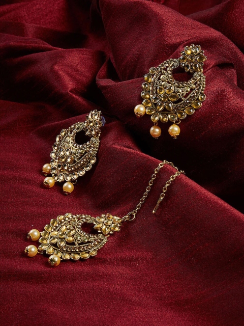 

ZeroKaata Gold Kundan Embellished Jewellery Set