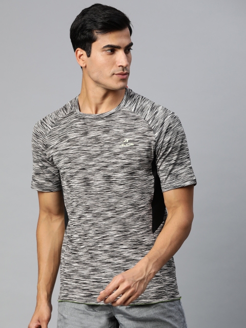 

Alcis Men Black & White Self Design Round Neck Training T-shirt