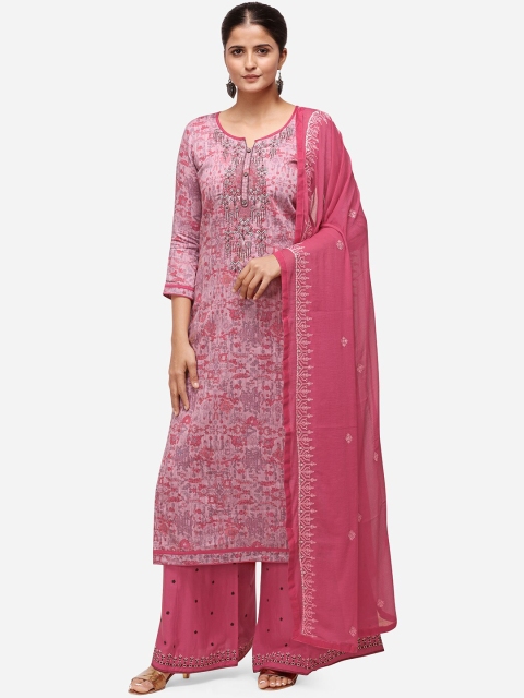 

Kvsfab Pink Satin Unstitched Dress Material