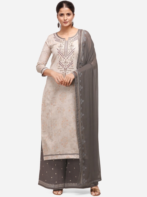 

Kvsfab Grey Satin Unstitched Dress Material