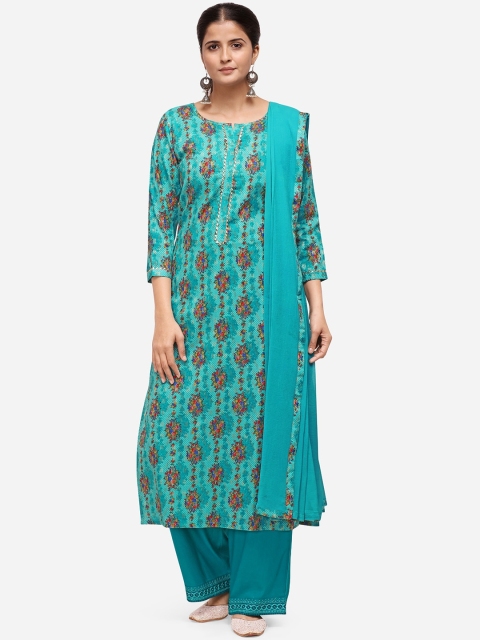 

Kvsfab Turquoise Blue Unstitched Dress Material