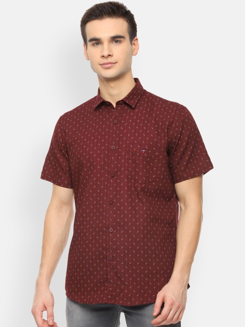

Louis Philippe Sport Men Maroon Slim Fit Printed Casual Shirt