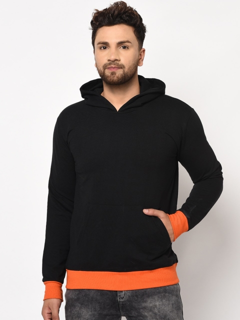 

ELEGANCE Men Black Solid Hooded Sweatshirt