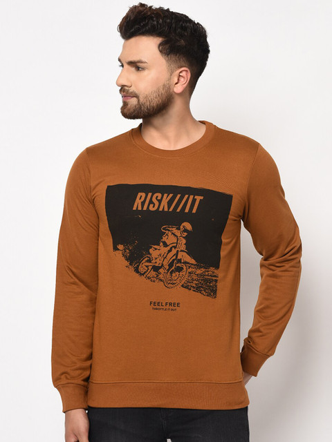 

ELEGANCE Men Rust Brown Printed Sweatshirt