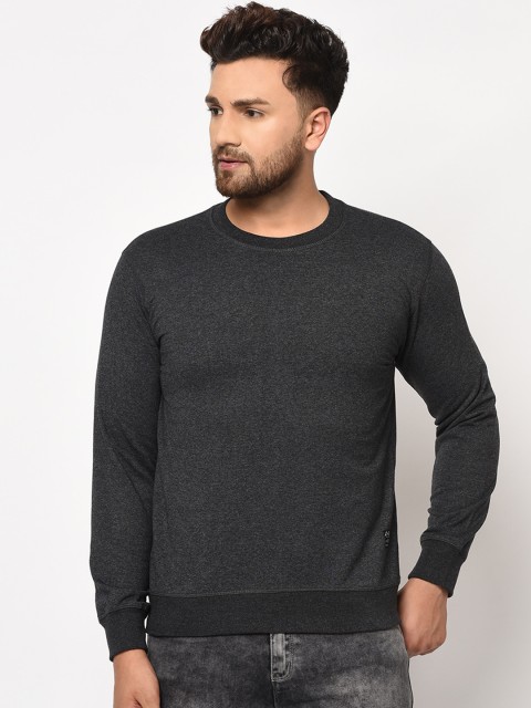 

ELEGANCE Men Charcoal Grey Solid Sweatshirt