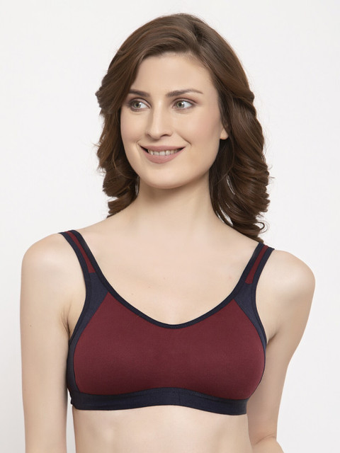 

Innocence Maroon & Black Solid Non-Wired Non Padded Sports Bra BBAPLIN90228_28B