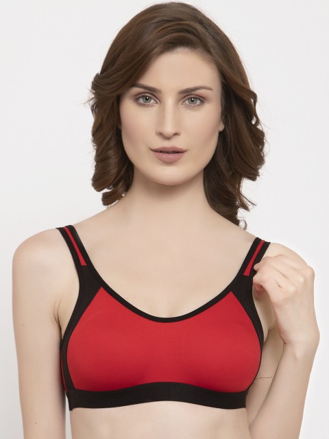 

Innocence Red & Black Colourblocked Non-Wired Sports Bra BBAPLIN90227_28B