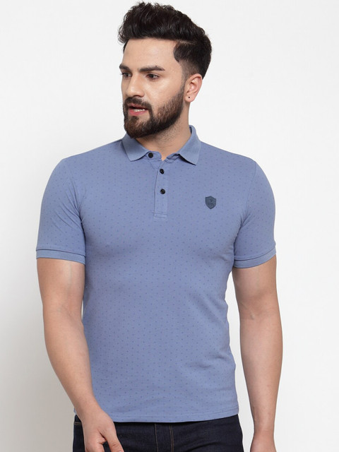 

Global Republic Men Blue Solid Polo Collar T-shirt