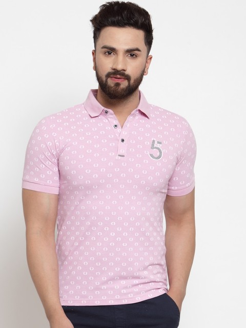 

Global Republic Men Pink Printed Polo Collar T-shirt