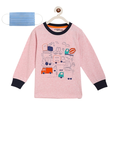 

Lil Tomatoes Boys Pink Printed Round Neck T-shirt