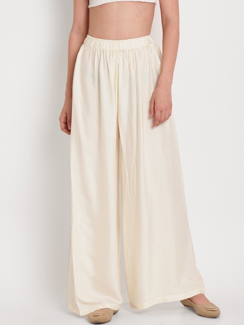 

TAG 7 Women Off-White Solid Flared Palazzos
