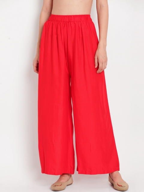 

TAG 7 Women Red Solid Flared Palazzos