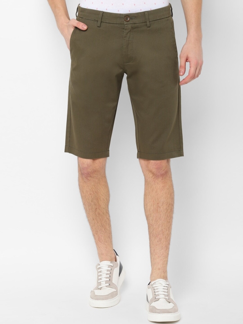 

Allen Solly Men Olive Green Solid Slim Fit Regular Shorts