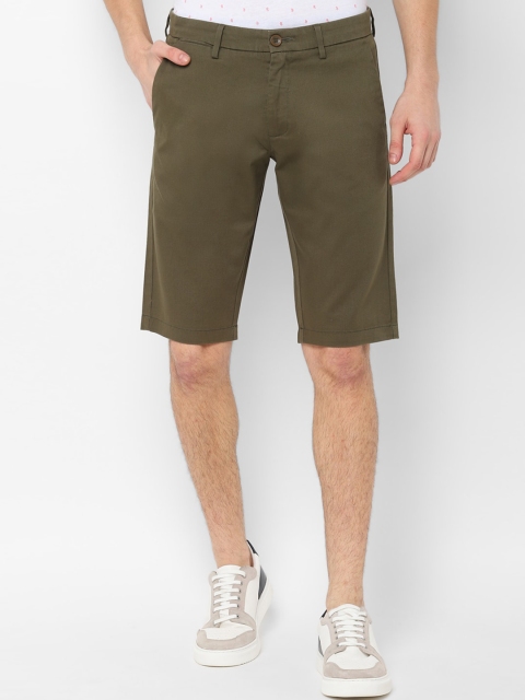 

Allen Solly Men Olive Green Solid Slim Fit Regular Shorts