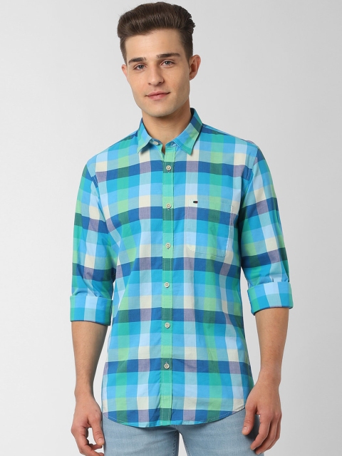 

Peter England Casuals Men Blue & White Slim Fit Checked Casual Shirt