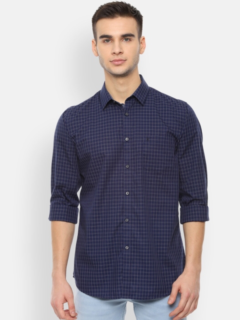 

Van Heusen Sport Men Navy Blue Slim Fit Checked Casual Shirt