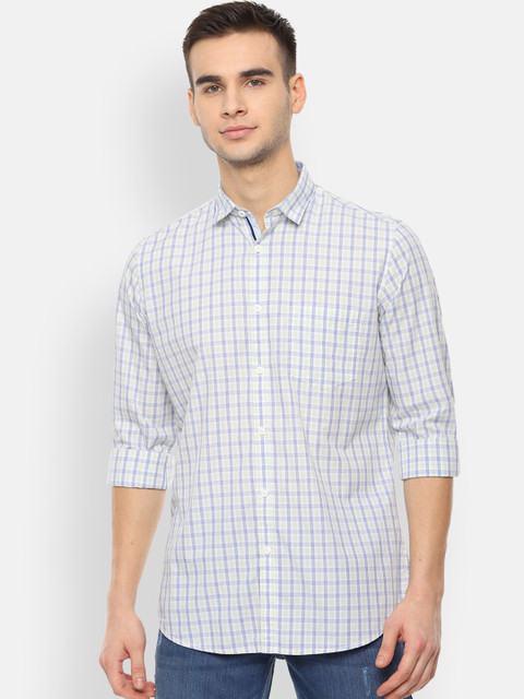 

Van Heusen Sport Men White & Blue Slim Fit Checked Casual Shirt