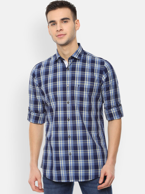

Van Heusen Sport Men Blue & Green Slim Fit Checked Casual Shirt
