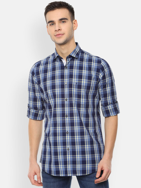 

Van Heusen Sport Men Blue Slim Fit Checked Casual Shirt