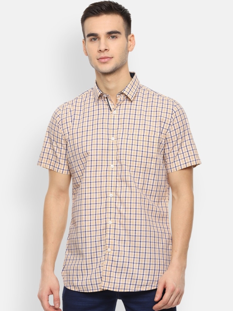 

Van Heusen Sport Men Orange & Blue Slim Fit Checked Casual Shirt