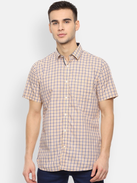 

Van Heusen Sport Men Orange & Blue Slim Fit Checked Casual Shirt
