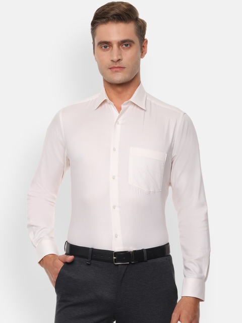 

Van Heusen Men Cream-Coloured Regular Fit Solid Formal Shirt
