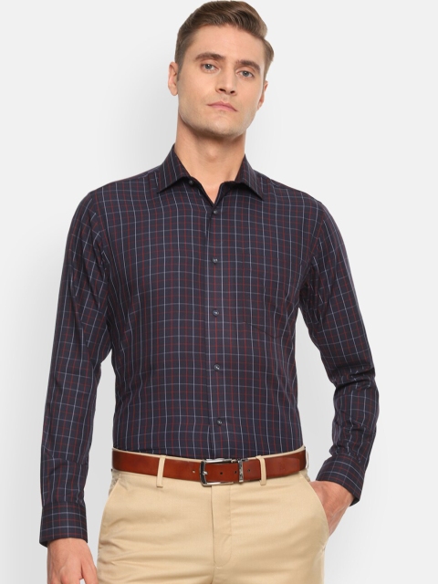

Van Heusen Men Black & Red Regular Fit Checked Formal Shirt